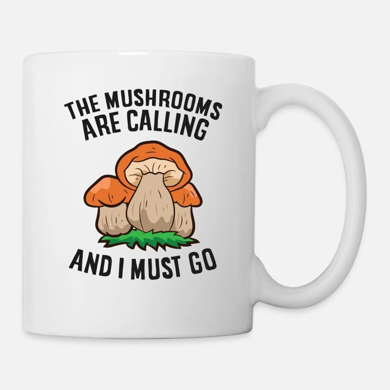 Les champignons appellent champignons Cueillette de champignons - Mug blanc - blanc