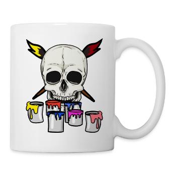 Totenkopf Künstler Maler Berufe Job Pinsel - Tasse - Weiß - Rechts
