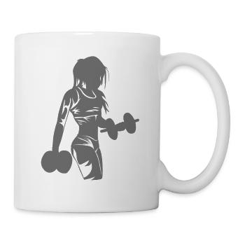 Training gym girl with dumbbells clothes - Mug - white - Right