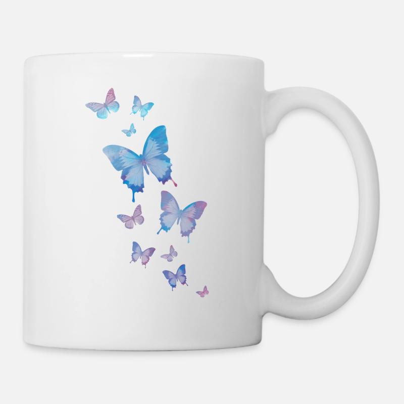 Schmetterling Schmetterling Tier bunt Farbe - Tasse - Weiß
