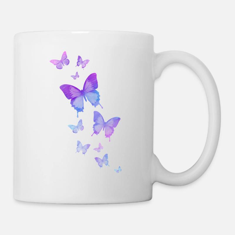 Schmetterling Schmetterling Tier bunt Farbe - Tasse - Weiß