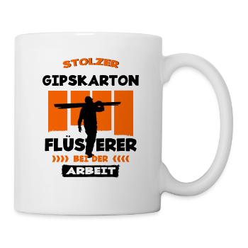 Gibskarton Flüsterer Trockenbau Trockenbauer - Tasse - Weiß - Rechts