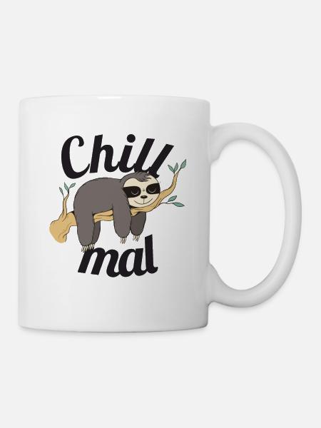 Faultier Chillen Faul Entspannen Süß Geschenk - Tasse - Weiß