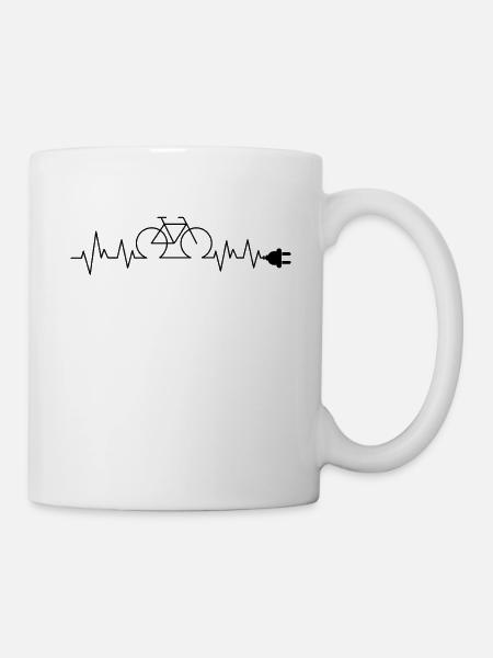 Battement de cœur du vélo électrique - Mug blanc - blanc