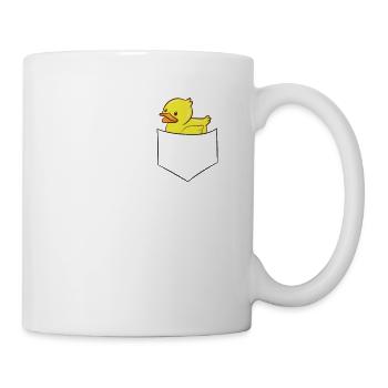 Gummiente in der Tasche Lustige Ente in Tasche - Tasse - Weiß - Rechts