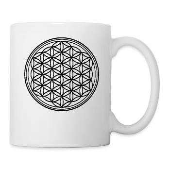 Blume des Lebens schwarz als Schutzsymbol - Tasse - Weiß - Rechts