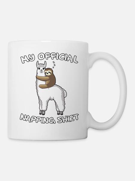 Offizielles Schlafshirt Lama Pyjama Schlafmütze - Mugg - vit