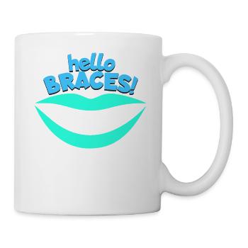 Zahnspange Mund Zähne Kieferorthopäde - Tasse - Weiß - Rechts