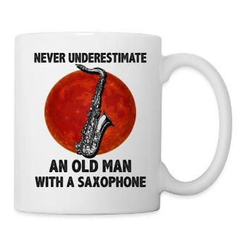 Never Underestimate An Old Man With A Saxophone - Mug - white - Right