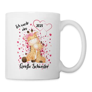 Nachwuchs verkünden Ich werde große Schwester 2021 - Tasse - Weiß - Rechts