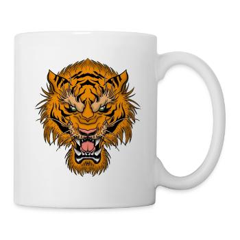 Vintage Tiger Japan Tattoo Design Kampfsport Katze - Tasse - Weiß - Rechts