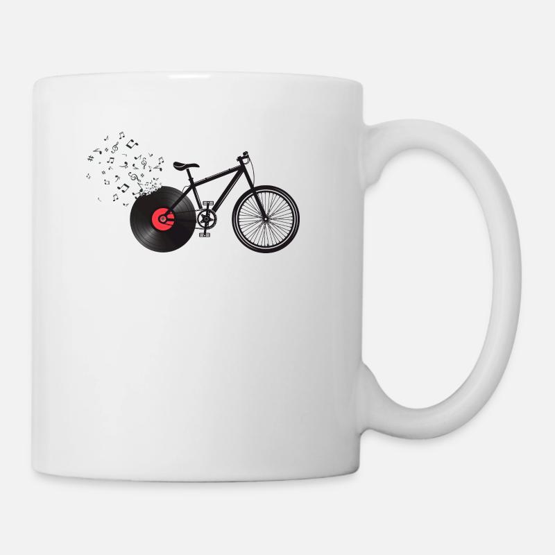 Bicycle with record vinyl for cyclists shirt - Mug - white