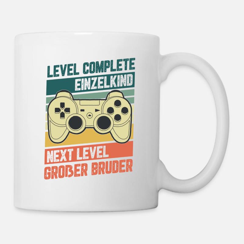 Level Complete Einzelkind Bruder Geburt Geschenk - Tasse - Weiß