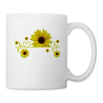 Sunflower, sunflower, heartbeat, heart, flower - Mug - white - Right