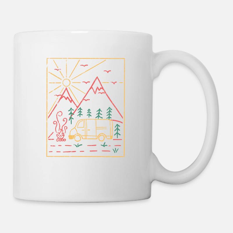 Montagnes Nature Camper Van Life Camping Panel Van - Mug blanc - blanc