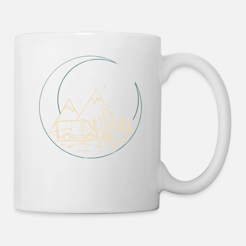 Mountains Nature Moon Van Life Camping Panel Van - Mug - white