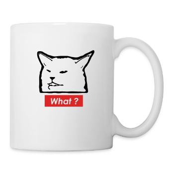 Meme Cat "What" – Black and White Design - Mug - white - Right