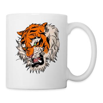 Katze Japanischer Tiger Tattoo Design Zeichnung - Tasse - Weiß - Rechts