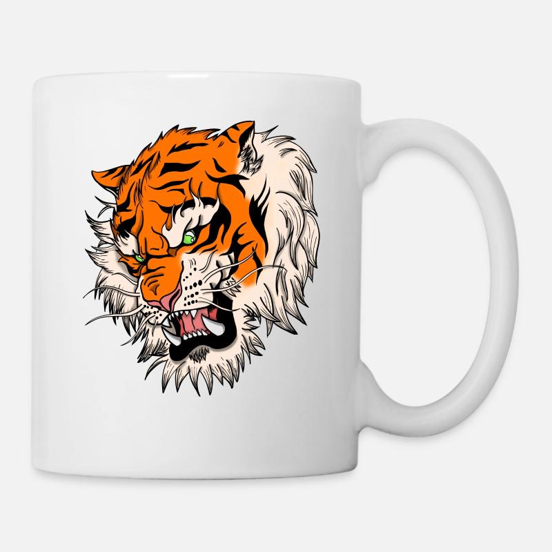Gatto giapponese Tiger Tattoo Design disegno - Tazza - bianco