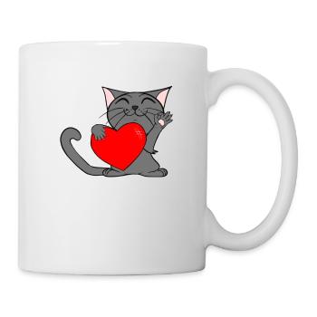 Cat with heart - Mug - white - Right
