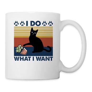 T-shirt Je fais ce que je veux chat avec plante - Mug blanc - blanc - Droite