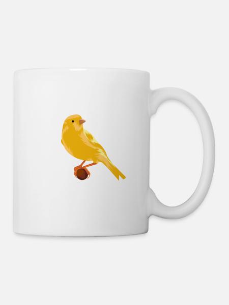 Kanarienvogel auf Zweig - Tasse - Weiß