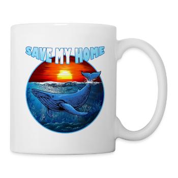 Save my Home - rorqual bleu - baleine - mer - océan - Mug blanc - blanc - Droite