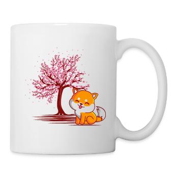 Shiba Inu chien fleur de cerisier japonais - Mug blanc - blanc - Droite
