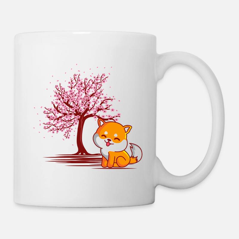 Shiba Inu chien fleur de cerisier japonais - Mug blanc - blanc
