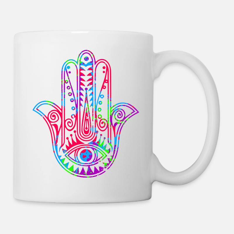 Hamsa ręka Fatimy - Kubek - biały