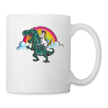 Einhorn reitet Dinosaurier Dino T-Rex Einhörner - Tasse - Weiß - Rechts