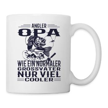 Lustiger Angeln und Opa viel cooler Angler Fischer - Tasse - Weiß - Rechts