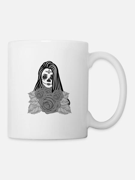 Masque Skull Mexico Dia de los Muertos - Mug blanc - blanc