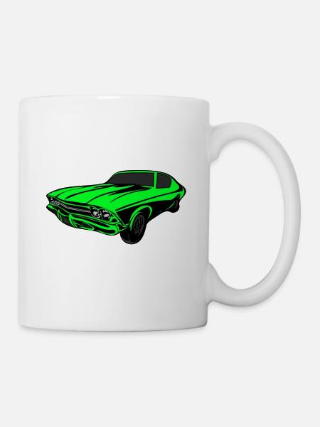 Neongrüner Rennwagen - Tasse - Weiß