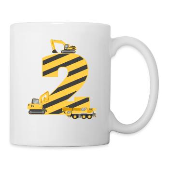2ème anniversaire cadeau d'anniversaire pour enfants d'excavatrice - Mug blanc - blanc - Droite