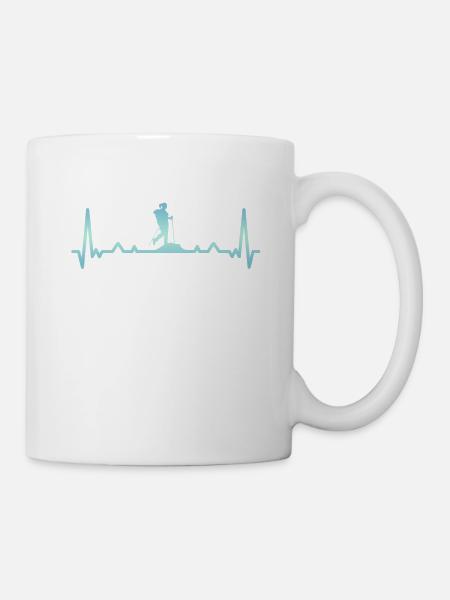 Herzschlag Bergmädchen Wandern hellblau - Tasse - Weiß