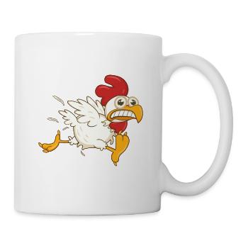 Poulet en cours d'exécution. Poulets fermiers drôles - Mug blanc - blanc - Droite