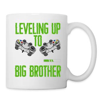 Leveling Up to Big Brother Schwangerschaft Bruder - Tasse - Weiß - Rechts