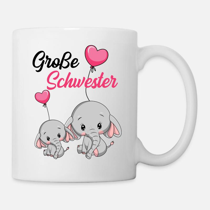 Große Schwester Elefant - Tasse - Weiß