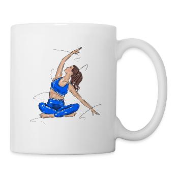 Sexy Fitness Frau Stretching Yoga Pilates - Tasse - Weiß - Rechts