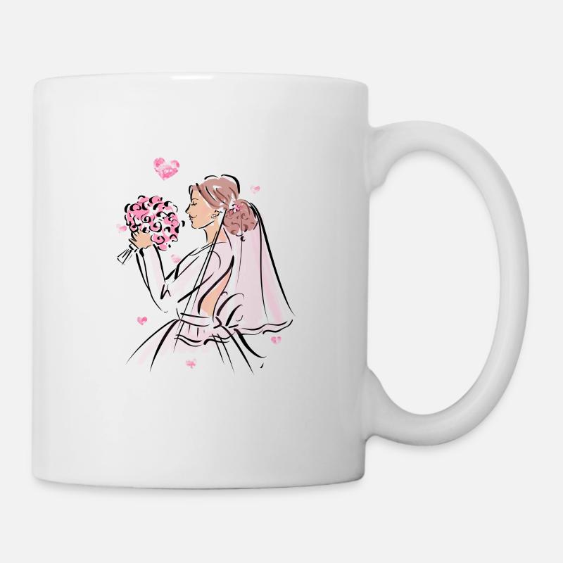 Bride with bridal bouquet - Mug - white