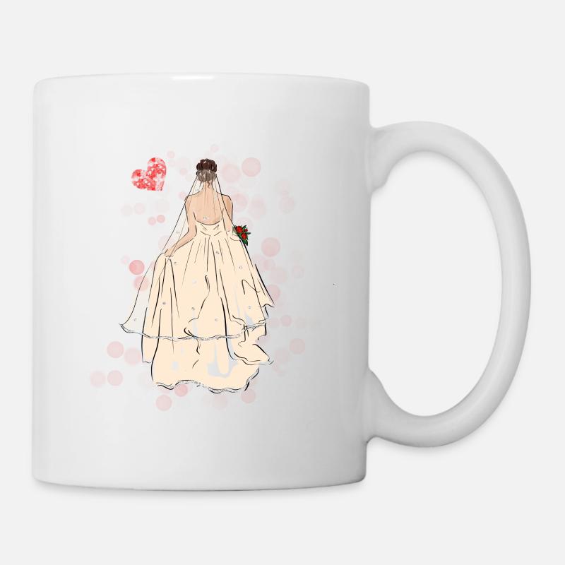Braut in Brautkleid mit Schleier - Tasse - Weiß