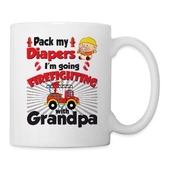 Emballe mes couches, je vais chez grand-père pompier - Mug blanc - blanc - Droite
