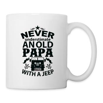 Never understimate an old papa with a jeep - Mug - white - Right