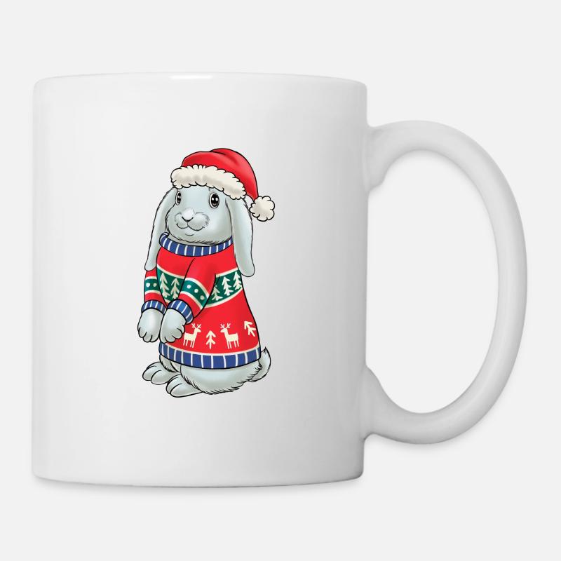Lapins avec sweater cadeau lapin Noël - Mug blanc - blanc