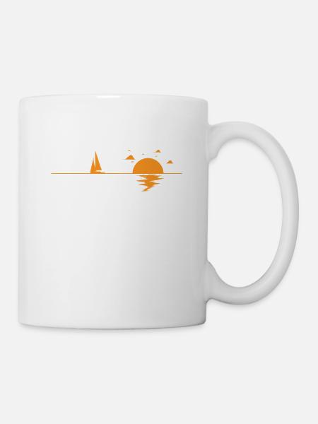 Sailing in the sea at sunset - Mug - white