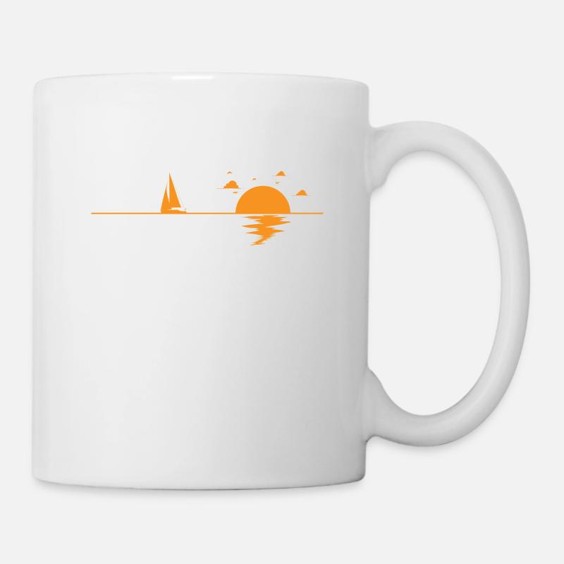 Sailing in the sea at sunset - Mug - white