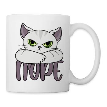 Katze Nope Nein Nö Katzen Katzenbesitzer Geschenk - Tasse - Weiß - Rechts