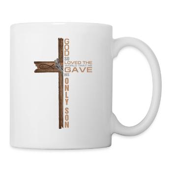 Croix religieuse Jean 3:16 Dieu aimait le monde Jesu - Mug blanc - blanc - Droite