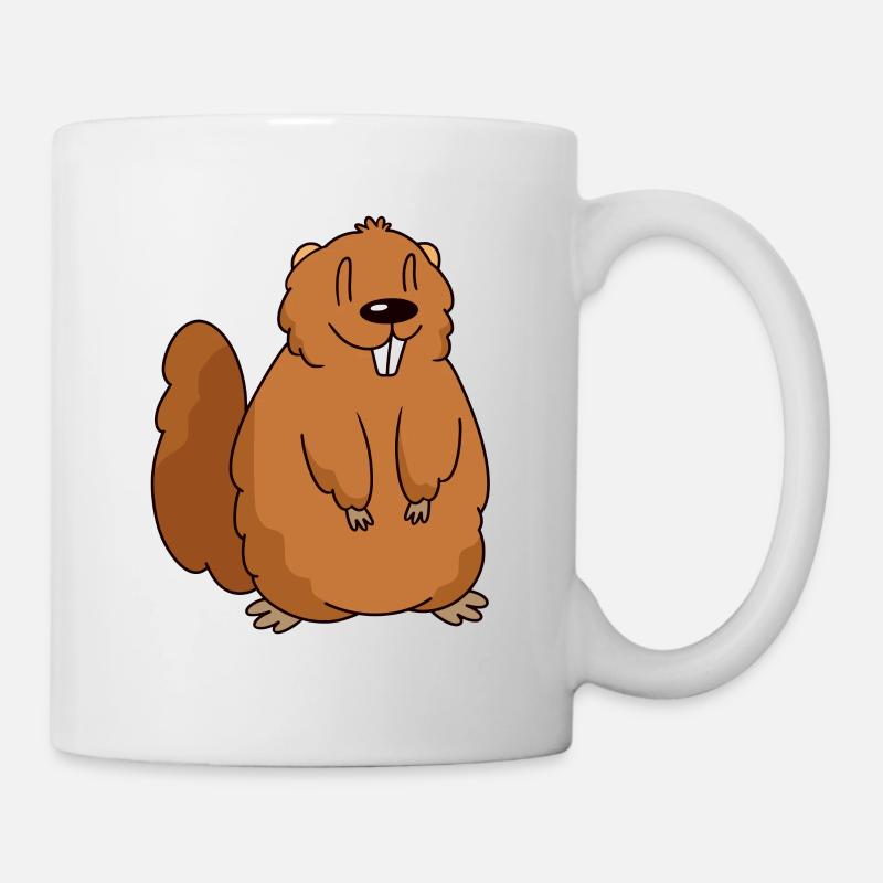 Lustiges Murmeltier lächelt comic look - Tasse - Weiß